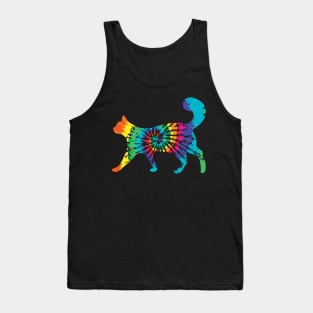 Tie Dye Cat Colorful Rainbow Peace Hippy Tank Top